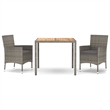 Afuera Living Contemporary 3 Piece Garden Dining Set in Gray