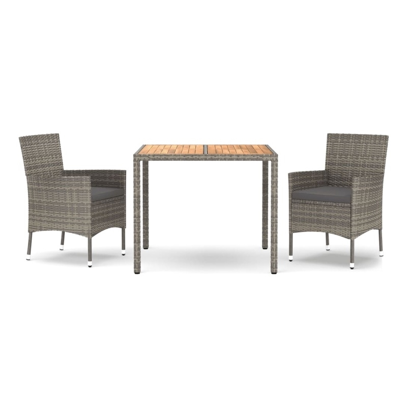Afuera Living Contemporary 3 Piece Garden Dining Set in Gray