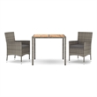 Afuera Living Contemporary 3 Piece Garden Dining Set in Gray