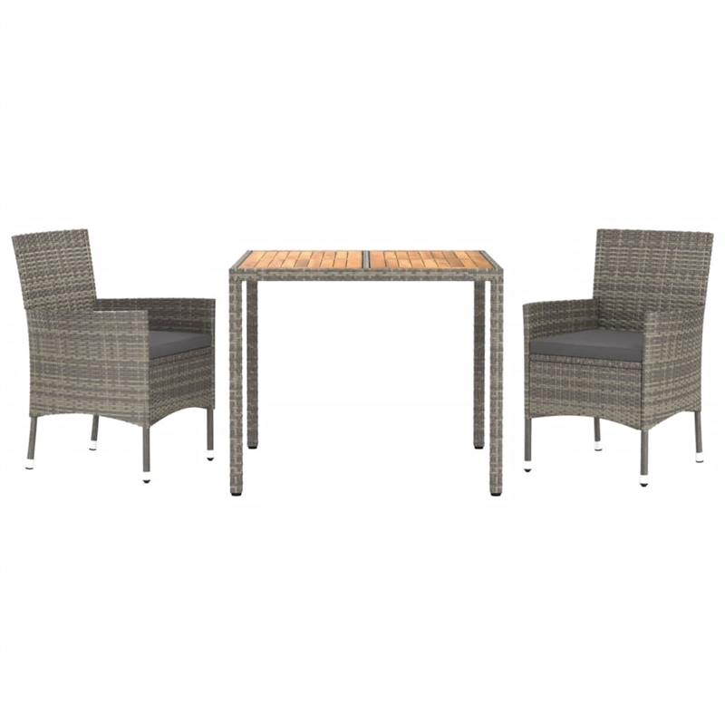 Afuera Living Contemporary 3 Piece Garden Dining Set in Gray