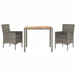 Afuera Living Contemporary 3 Piece Garden Dining Set in Gray