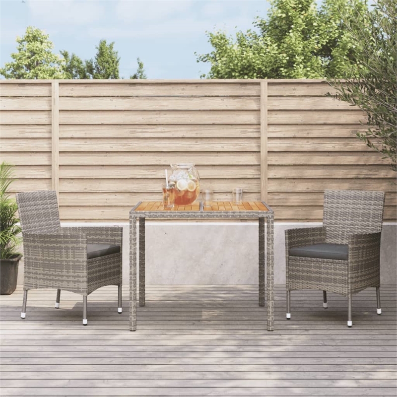 Afuera Living Contemporary 3 Piece Garden Dining Set in Gray