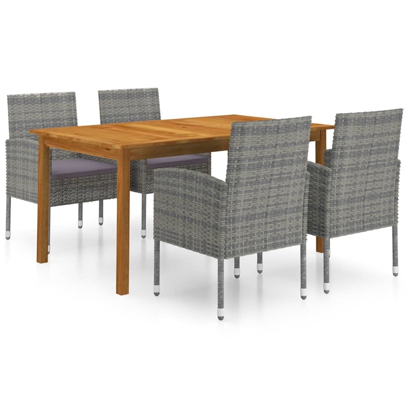 Afuera Living Contemporary Solid Wood Garden Dining Set in Gray