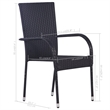 Afuera Living Contemporary Solid Acacia Wood Dining Set in Black/Brown