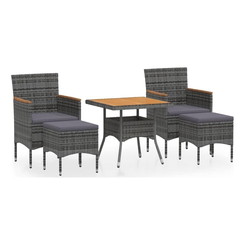 Afuera Living Contemporary 5 Piece Garden Dining Set in Gray