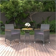Afuera Living Contemporary 3 Piece Garden Dining Set in Gray