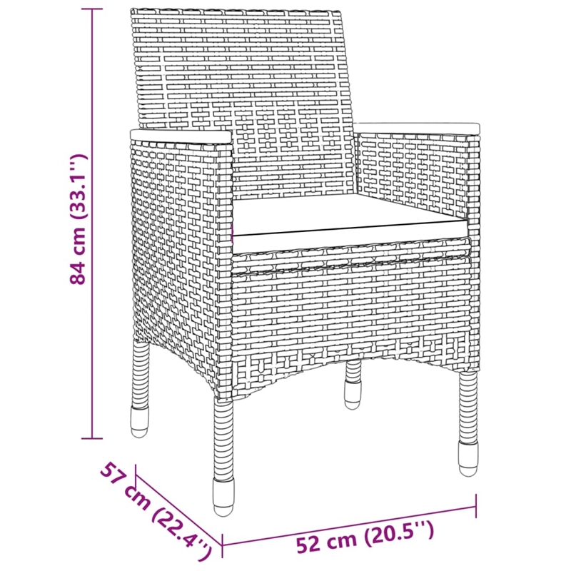 Afuera Living Contemporary 3 Piece Garden Dining Set in Gray