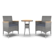 Afuera Living Contemporary 3 Piece Garden Dining Set in Gray