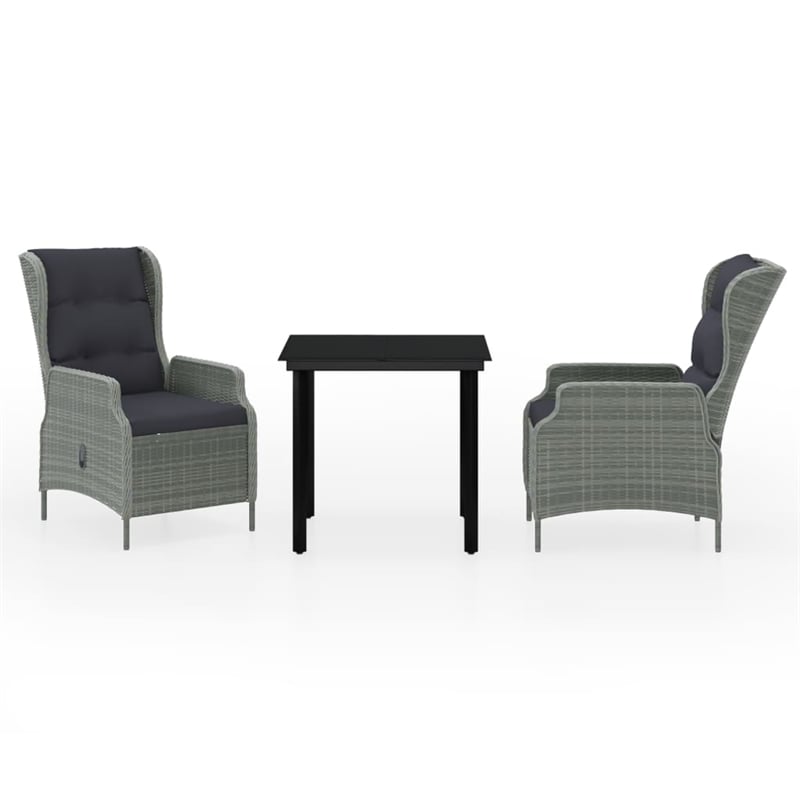 Afuera Living Contemporary Garden Dining Set in Light Gray/Black