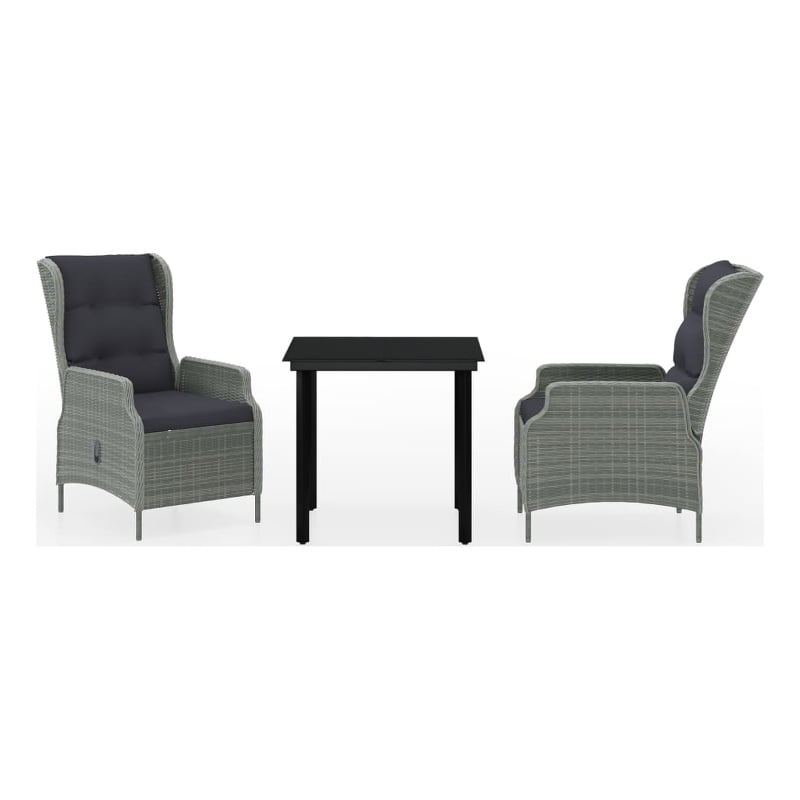 Afuera Living Contemporary Garden Dining Set in Light Gray/Black