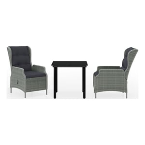 Afuera Living Contemporary Garden Dining Set in Light Gray/Black