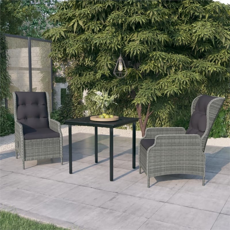 Afuera Living Contemporary Garden Dining Set in Light Gray/Black