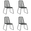 Afuera Living Contemporary Synthetic PVC Dining Set in Black/Brown