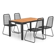 Afuera Living Contemporary Synthetic PVC Dining Set in Black/Brown