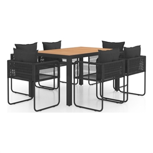 Afuera Living Contemporary Synthetic PVC Dining Set in Black/Brown