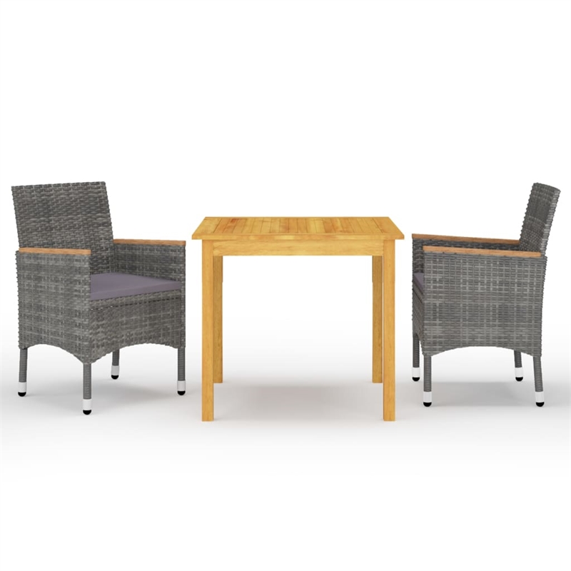Afuera Living Contemporary 3 Piece Garden Dining Set in Gray