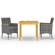 Afuera Living Contemporary 3 Piece Garden Dining Set in Gray