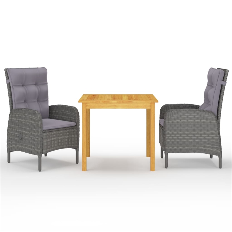 Afuera Living Contemporary Solid Wood Garden Dining Set in Gray