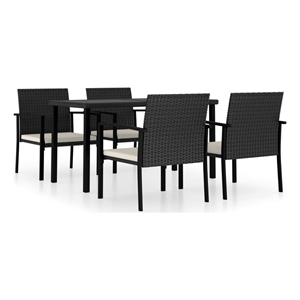 Afuera Living Contemporary Synthetic Poly Rattan Dining Set in Black/Cream