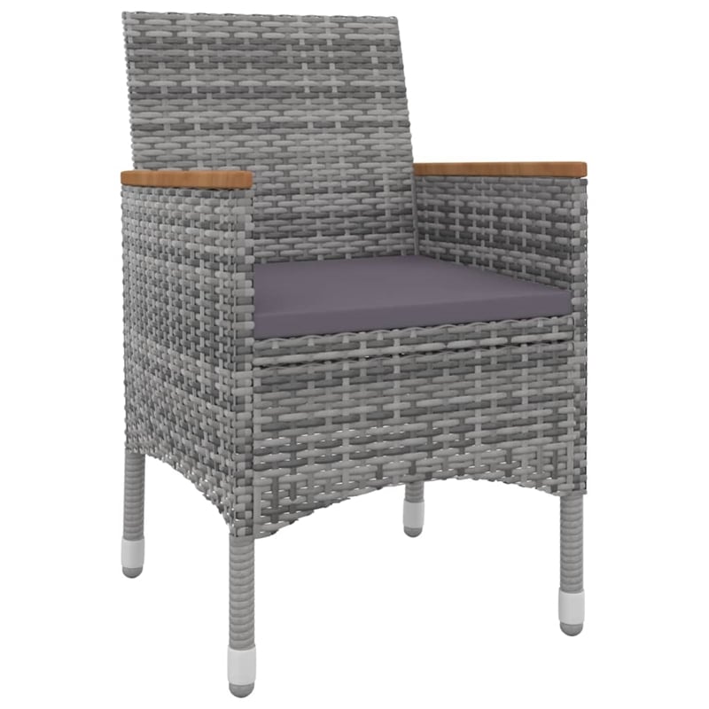 Afuera Living Contemporary Garden Dining Set Poly Rattan in Gray