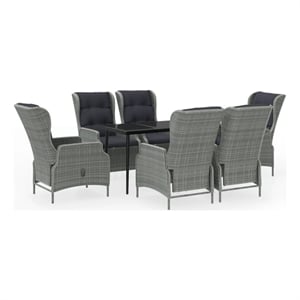 Afuera Living Contemporary Garden Dining Set in Light Gray/Black
