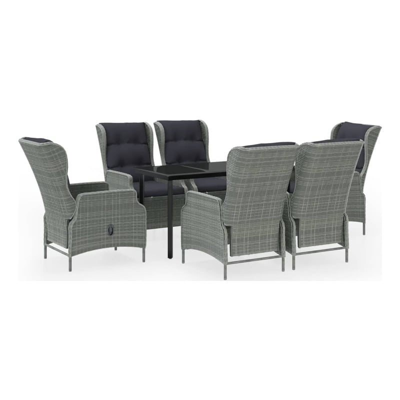 Afuera Living Contemporary Garden Dining Set in Light Gray/Black