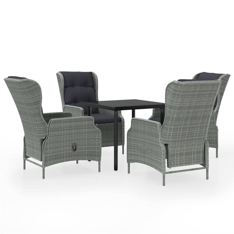 Afuera Living Contemporary Garden Dining Set in Light Gray/Black