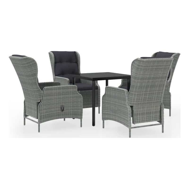 Afuera Living Contemporary Garden Dining Set in Light Gray/Black
