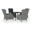 Afuera Living Contemporary Garden Dining Set in Light Gray/Black