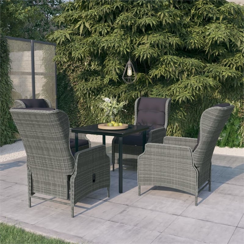 Afuera Living Contemporary Garden Dining Set in Light Gray/Black