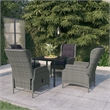 Afuera Living Contemporary Garden Dining Set in Light Gray/Black