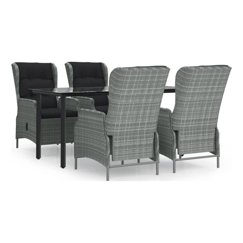 Afuera Living Contemporary Garden Dining Set in Light Gray/Black