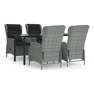 Afuera Living Contemporary Garden Dining Set in Light Gray/Black