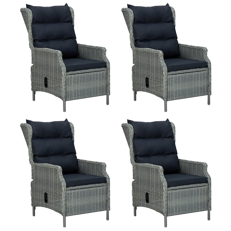Afuera Living Contemporary Garden Dining Set in Light Gray/Black
