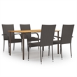 Afuera Living Contemporary Solid Acacia Wood Dining Set in Brown