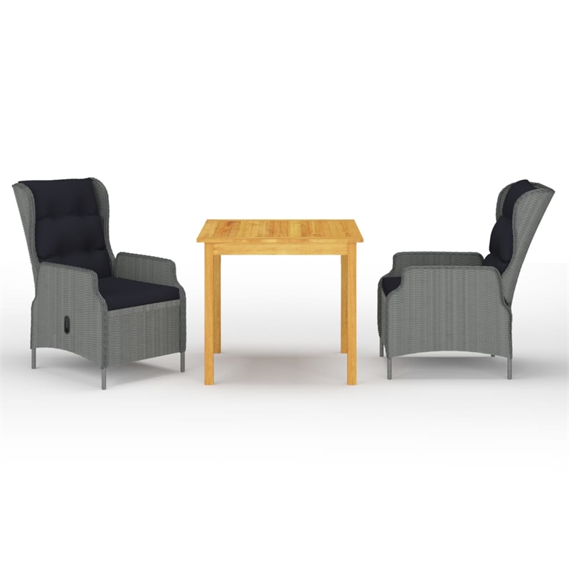 Afuera Living Contemporary Garden Dining Set in Light Gray/Black