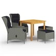 Afuera Living Contemporary Garden Dining Set in Light Gray/Black