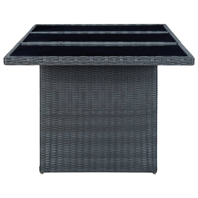 Afuera Living Contemporary Synthetic Poly Rattan Outdoor Dining Set in Dark Gray