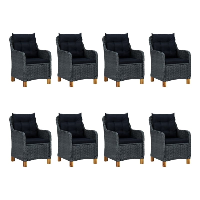 Afuera Living Contemporary Synthetic Poly Rattan Outdoor Dining Set in Dark Gray