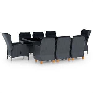 Afuera Living Contemporary Synthetic Poly Rattan Outdoor Dining Set in Dark Gray