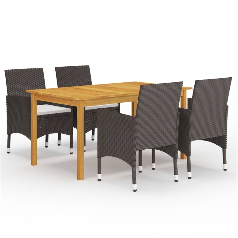 Afuera Living Contemporary Solid Wood Dining Set in Brown/Cream White