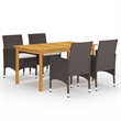 Afuera Living Contemporary Solid Wood Dining Set in Brown/Cream White