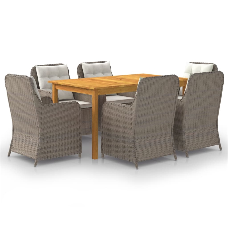 Afuera Living Contemporary Solid Wood Dining Set in Brown/Cream White