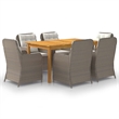 Afuera Living Contemporary Solid Wood Dining Set in Brown/Cream White