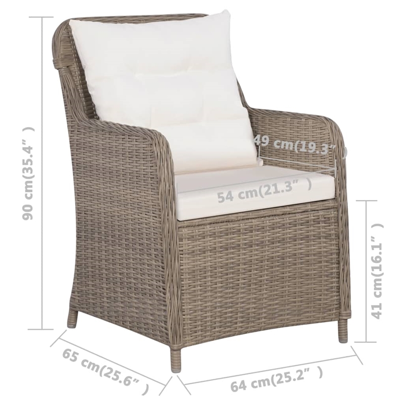 Afuera Living Contemporary Solid Wood Dining Set in Brown/Cream White
