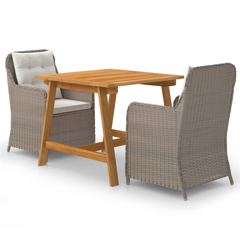 Afuera Living Contemporary Solid Wood Dining Set in Brown/Cream White