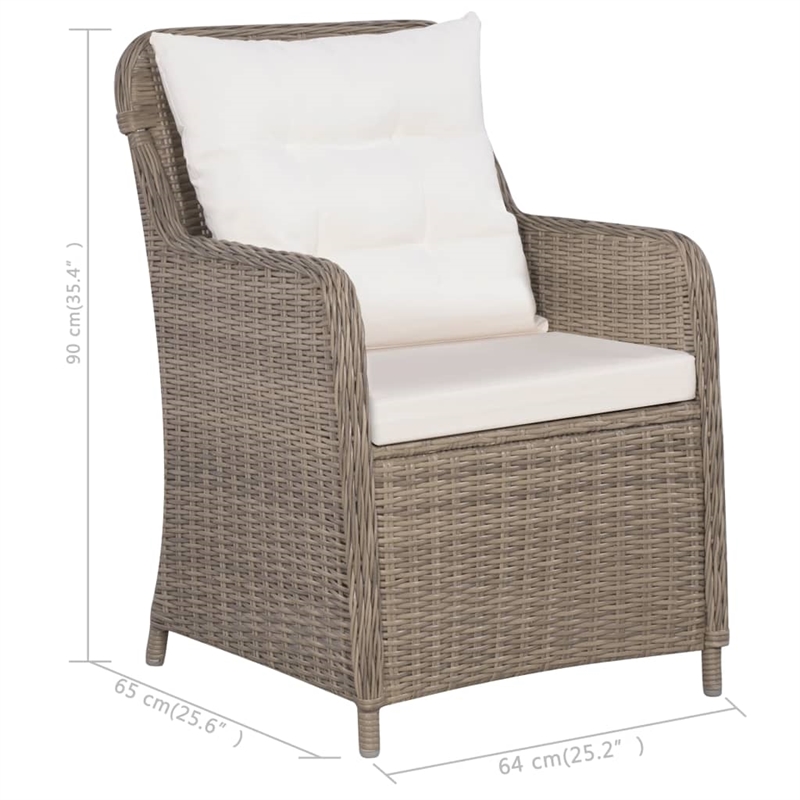 Afuera Living Contemporary Solid Wood Dining Set in Brown/Cream White