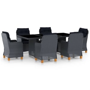Afuera Living Contemporary Synthetic Poly Rattan Outdoor Dining Set in Dark Gray