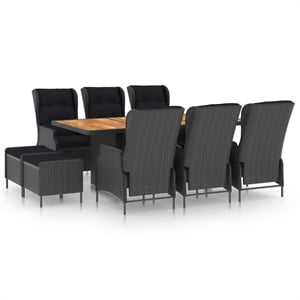 Afuera Living 9 Piece Garden Outdoor Dining Set in Dark Gray