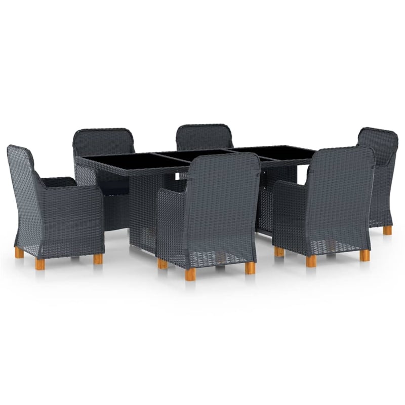 Afuera Living Contemporary 7 Piece Outdoor Dining Set in Dark Gray